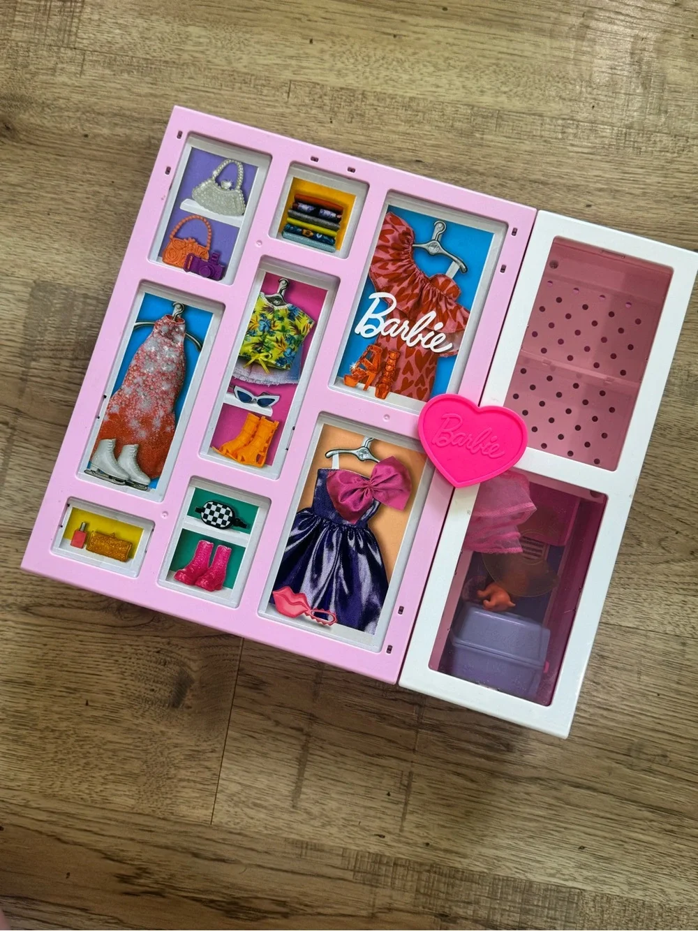 Barbie Pink Play Closet Carry Case with Yellow & Pink Dresses